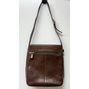 Vtg Fossil Classic 75082 Brown Leather Purse Shoulder Bag W/Key Charm